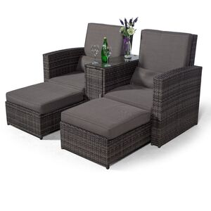 Nevada Double Reclining Rattan Sun Loungers Set - Grey by Giardino