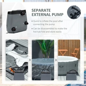 Inflatable Outdoor Hot Tub Spa with Pump - Grey by Furnico Living Ltd