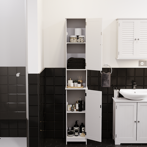 Liano 2 Door Tall Cabinet - White - White by Vida Designs
