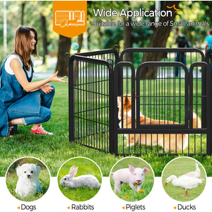 16 Panels Steel Dog Playpen Pet Exercise Pen - Black / 1.5cm by Yaheetech