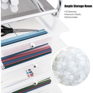 10 Drawer Rolling Storage Cart-Clear - Clear by Costway