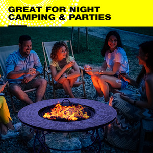 GINESSA Fire Pit Table BBQ Ice Bucket - Grey