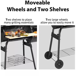 Outdoor Steel Charcoal Barbecue with Grill - Black by Wyld and Coco