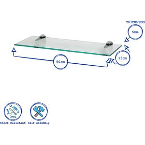 Floating Glass Bathroom Wall Shelves - 50cm - Chrome / 6 by Harbour Housewares