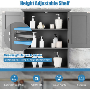 Costway Bathroom Storage Cabinet-Gray - Gray by Costway