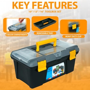 3 Piece Tool Box Set - Black