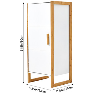 Bathroom Cabinet with Raised Bamboo Frame - White by lifeideas