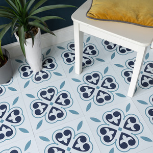 Oriental Flower Peel and Stick Vinyl Floor Tiles 1sqm by d-c-fix