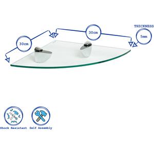 Floating Glass Corner Shelf - 30cm - Chrome / 3 by Harbour Housewares