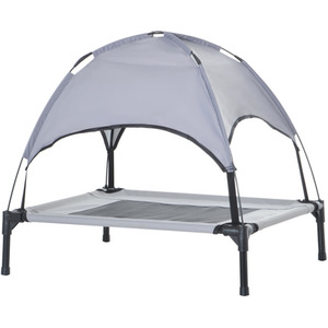 Raised Dog Bed Pet Cot with Waterproof UV Protection Canopy - Grey / 61cm by PawHut