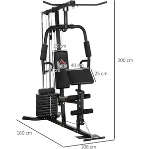 HOMCOM Multi Gym with Weights - Black by HOMCOM