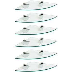 Floating Glass Corner Shelf - 30cm - Chrome / 6 by Harbour Housewares