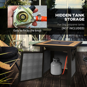 Outsunny 50,000 BTU Gas Fire Pit Table - Dark Grey by Outsunny