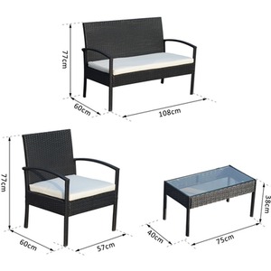 Outsunny 4PC Rattan Sofa Bistro Set - Black by Outsunny