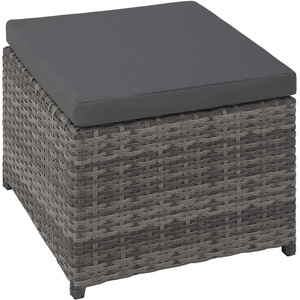 New York Rattan Garden Furniture Set with Protective Cover - Grey by tectake