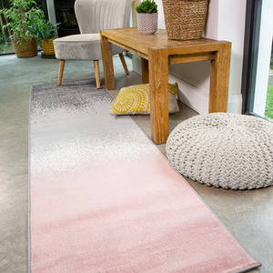 Blush Pink Grey Super Soft Distressed Gradient Area Rug - Blush Pink / 240 x 60cm by The Rug House