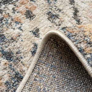 Beige Multicolour Distressed Diamond Living Area Rug by The Rug House