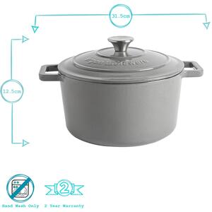 4.5L Cast Iron Enameled Casserole Dish Self Basting Dutch Oven - Slate Grey by Argon Tableware