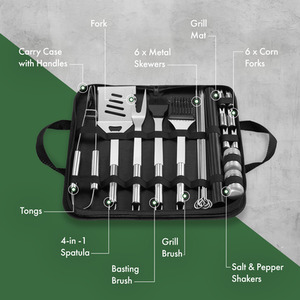 20 Piece with Storage Case BBQ Tools Set - Silver by VonHaus