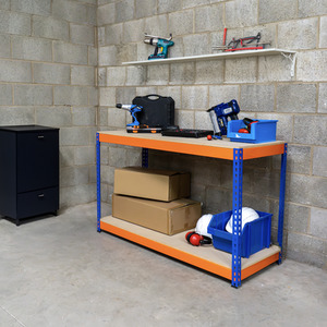 Garage Workbench 1 2 or 3 Shelf Workstation 300kg - Orange / 45cm / 90cm by Monster Shop