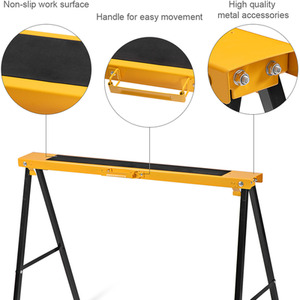 2 Saw Horses Saw Rack - Yellow by Costway