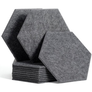 Set Of 12 Hexagon Self Adhesive Acoustic Wall Panels Tiles - Dark Grey by Gr8 Home