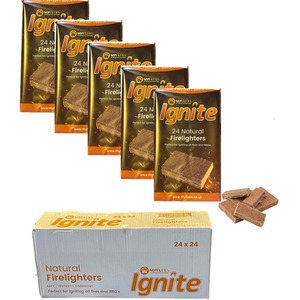 24 Packs of 24 Natural Firelighters - Brown by MyFuels