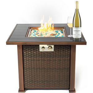 OSTARA Wicker Table and Fire Pit - Brown by Centurion Supports