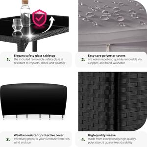 Rattan Garden Furniture Set 61 With Protective Cover - Black/Grey by tectake