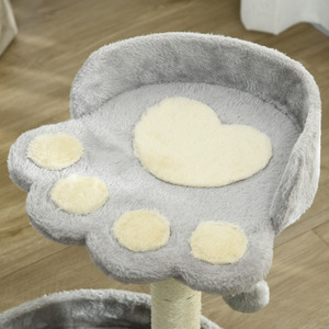 PawHut Cat Tower with Sisal Cat Scratching Post, Cat Claw Shape - Light Grey by PawHut