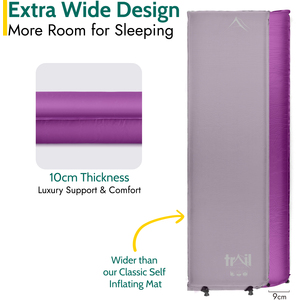 Extra Wide Single Self Inflate Mat 10cm - Purple by Trail