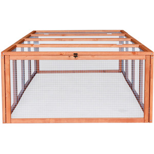 Wooden Small Animal Run Hutch with Roof - Brown / 181cm by Actiaspet