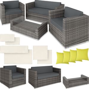 Rattan Garden Set Munich 4 Seats 1 Table - Grey by tectake