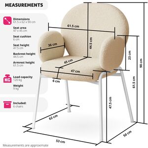 Dining Chair Scandi - Padded Boucle Cover, High Backrest by tectake