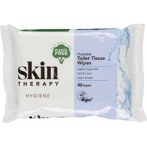 Skin Therapy Flushable Toilet Tissue Wipes - White