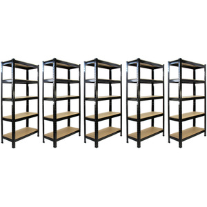 5 x T-RAX Black Metal Racking Units 75cm x 150cm x 30cm - Black by Monster Racking