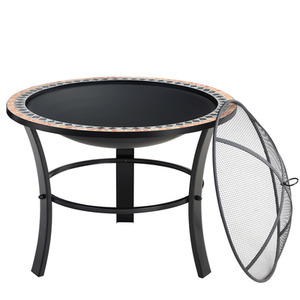 Powder Coated Steel Mosaic Fire Pit - Black