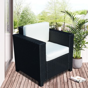 Outsunny 1 Seater Rattan Garden Single Sofa Armchair - Black by Outsunny