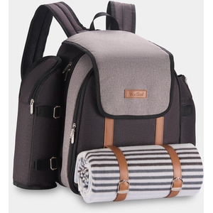 4 Person Picnic Backpack with Blanket - Dark Grey by VonShef