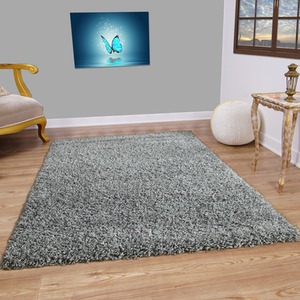 Soft Thick Luxury Modern Shaggy Rug - Silver/Grey / 120cm x 170cm by Smart Living