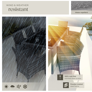 Rattan Garden Furniture Set 81 With Protective Cover - Mottled Grey/Grey by tectake