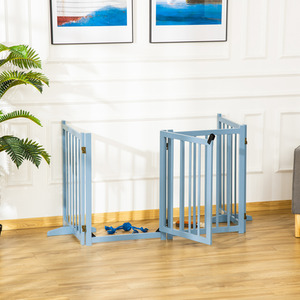 PawHut Freestanding Pet Gate for Small and Medium Dogs - Blue-grey by PawHut