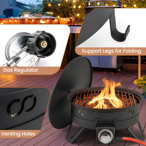 58000 BTU Propane Firepit - Black by Costway