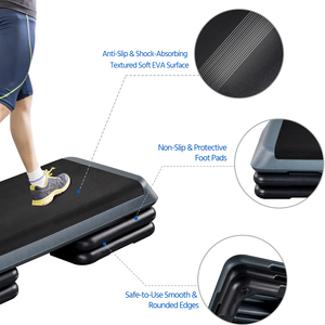 Adjustable Aerobic Stepper with Risers - Grey by Yaheetech