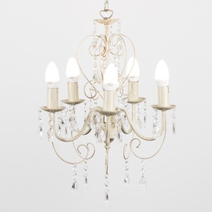 Lille Pair of 5 Way White Ceiling Light Chandeliers - White by ValueLights