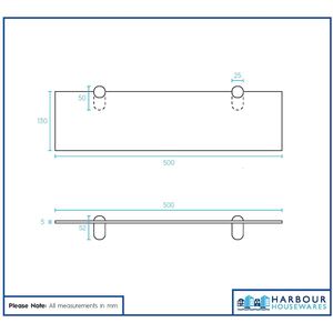 Floating Glass Bathroom Wall Shelves - 50cm - Chrome / 1 by Harbour Housewares