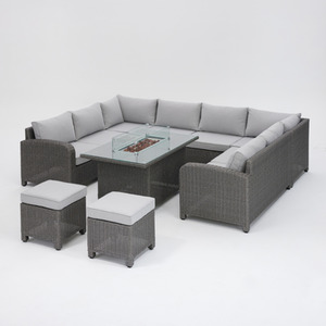 Segrada U-Shaped Garden Furniture - Dark Grey / 8 / Fire Pit Table by GRS
