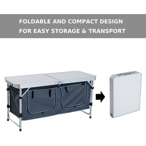 Outsunny Folding Picnic Table - Pebbles White by Outsunny