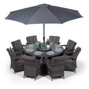 Arizona Round Rattan Patio Dining Set - Grey / 11 by Giardino