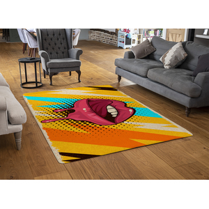 Pop Art Retro Vintage Colorful Background Designer Rug - Yellow / 230cm by NA
